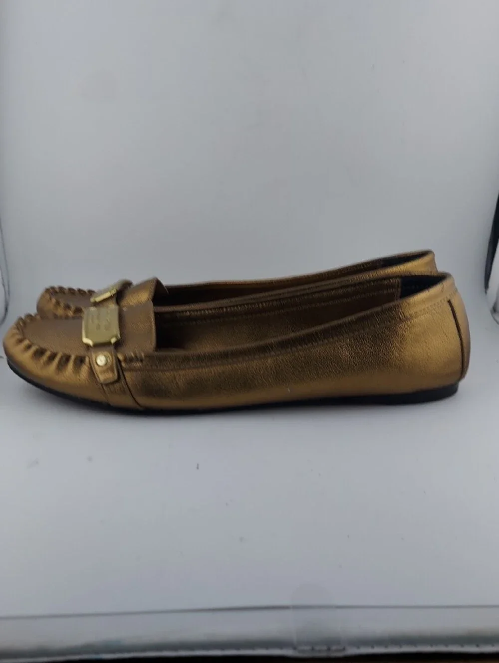 COACH Metallic Gold Leather Driving Moccasins Size 9 B